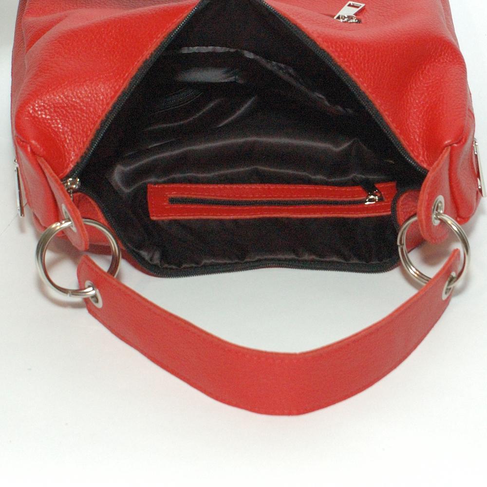 Женская сумка - шоппер из натуральной кожи красный флотар М14 2