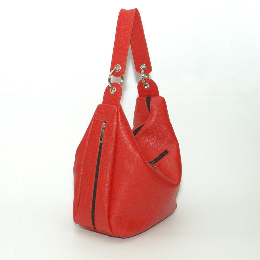 Женская сумка - шоппер из натуральной кожи красный флотар М14 3