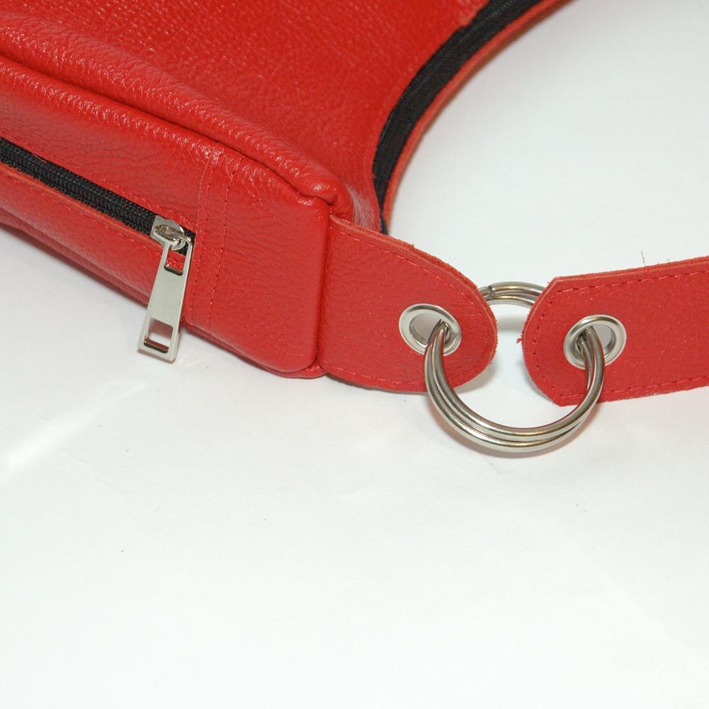 Женская сумка - шоппер из натуральной кожи красный флотар М14 5