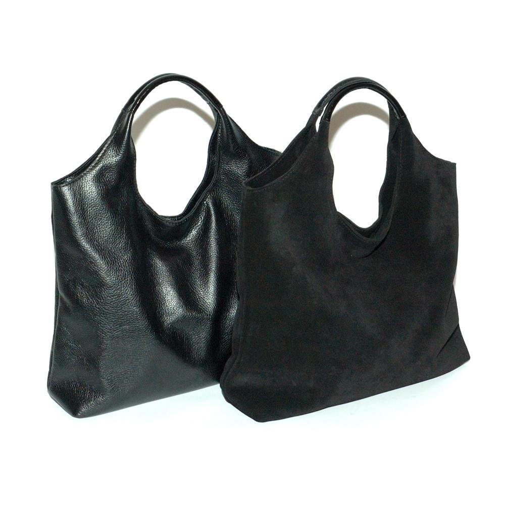 Женская кожаная сумка-хобо из кожи и замши (М15). 6