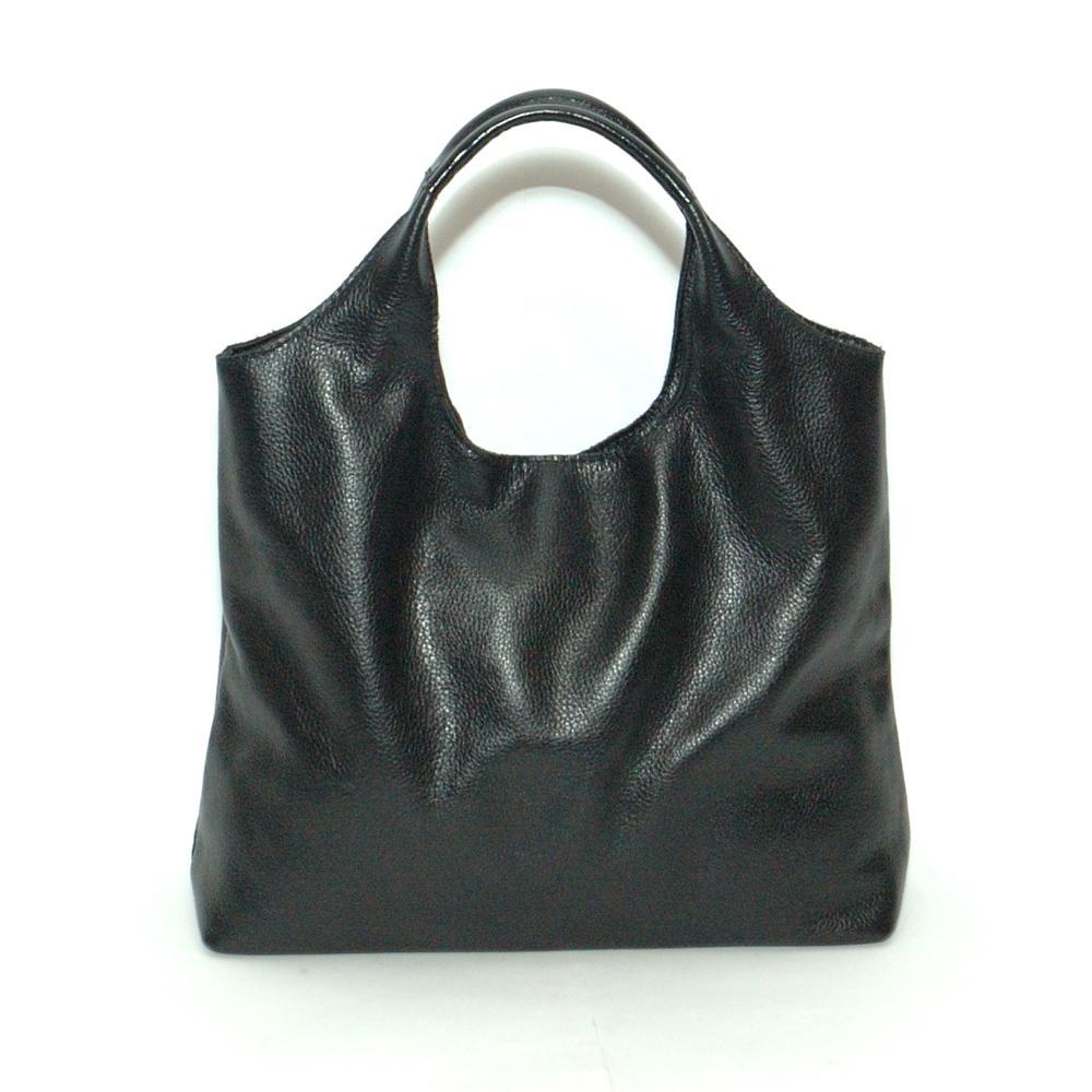 Женская сумка-хобо из натуральной кожи чёрный флотар. (М15). 1