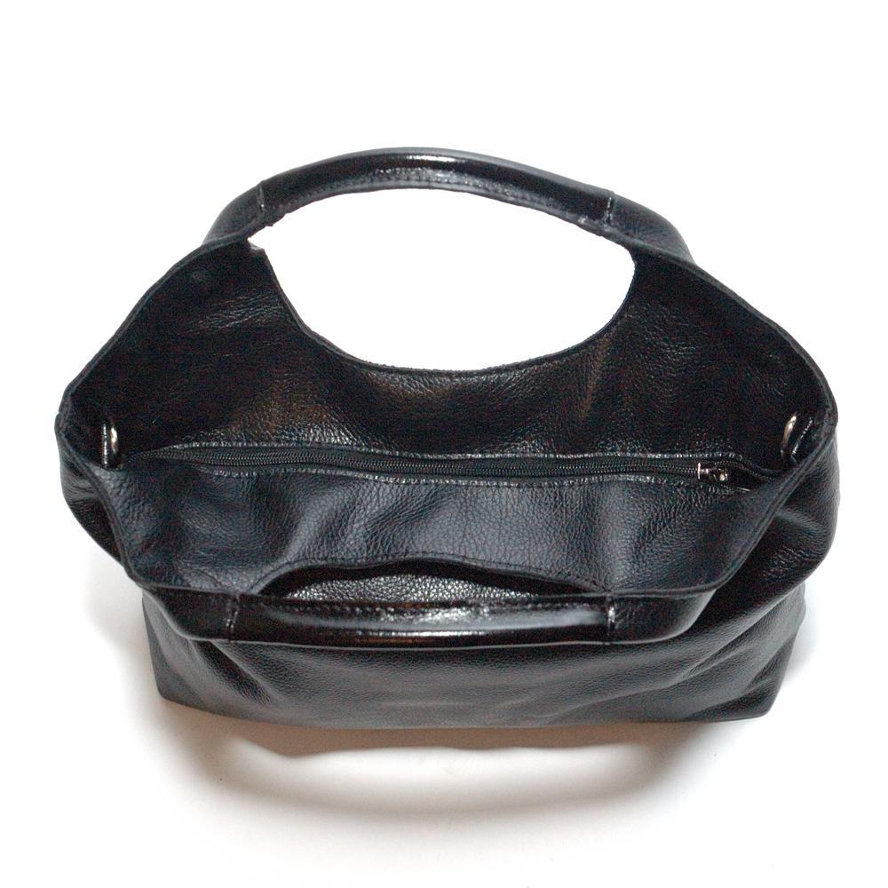 Женская сумка-хобо из натуральной кожи чёрный флотар. (М15). 4