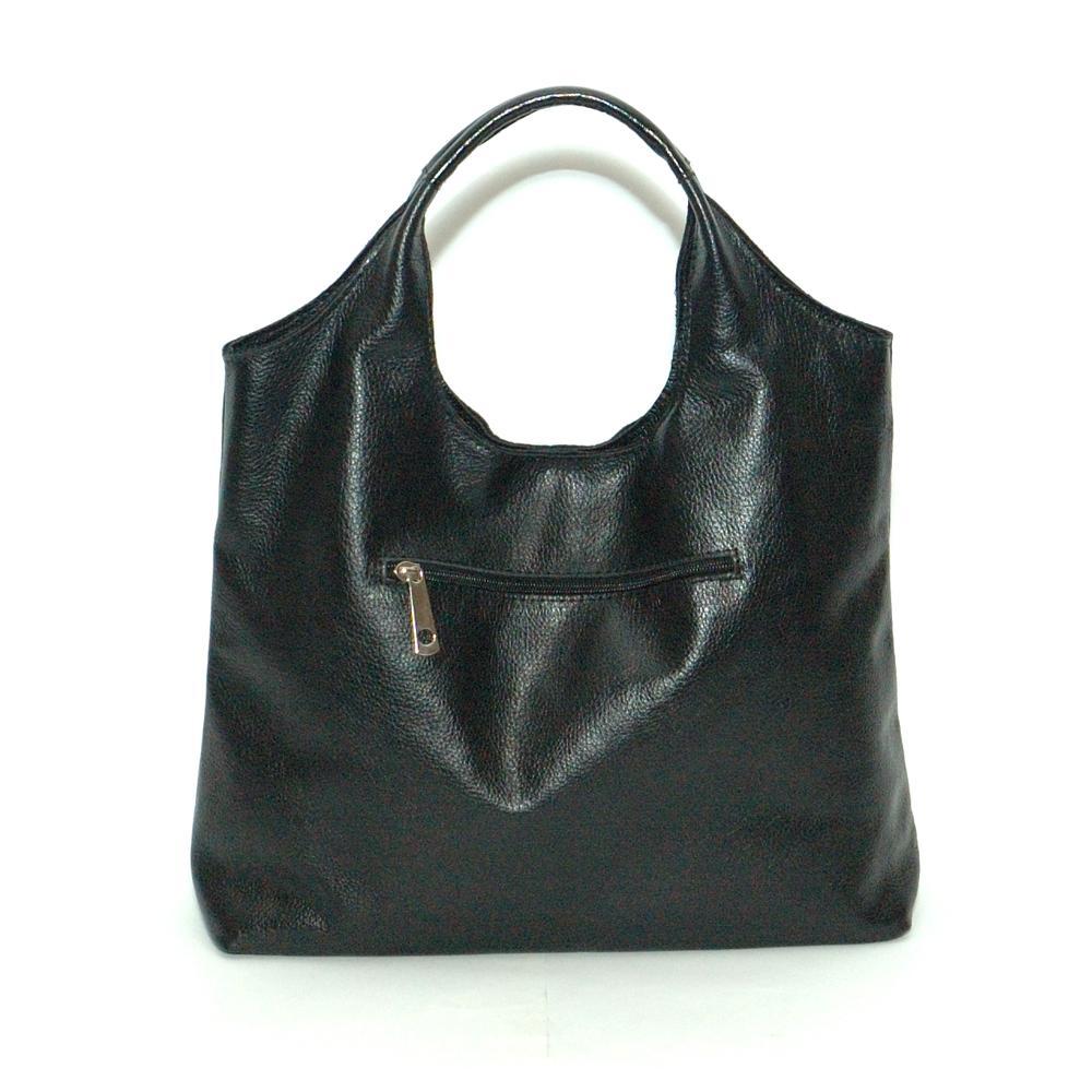 Женская сумка-хобо из натуральной кожи чёрный флотар. (М15). 5