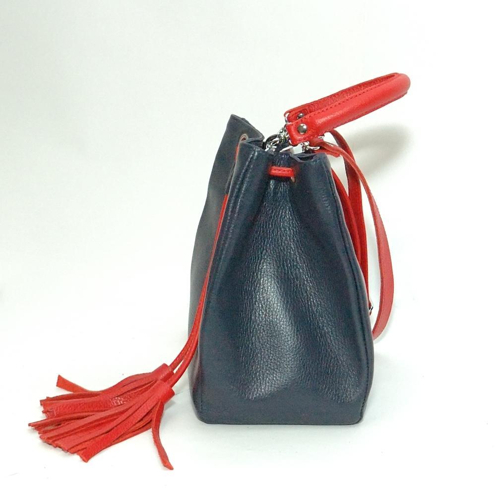 Женская сумочка из натуральной кожи синий/красный флотар М25. 1