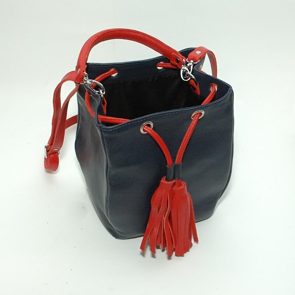 Женская сумочка из натуральной кожи синий/красный флотар М25. 3