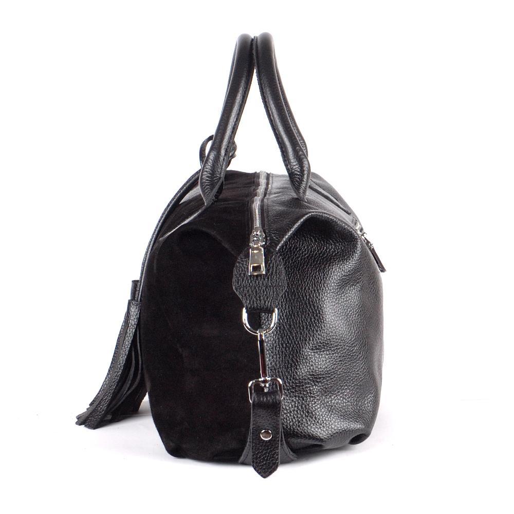 Женская сумочка из натуральной кожи чёрный замш/ флотар (М20). 3