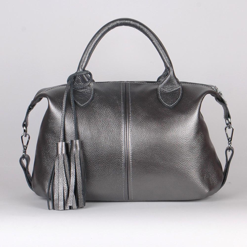 Женская сумочка из натуральной кожи никель (М20). 1