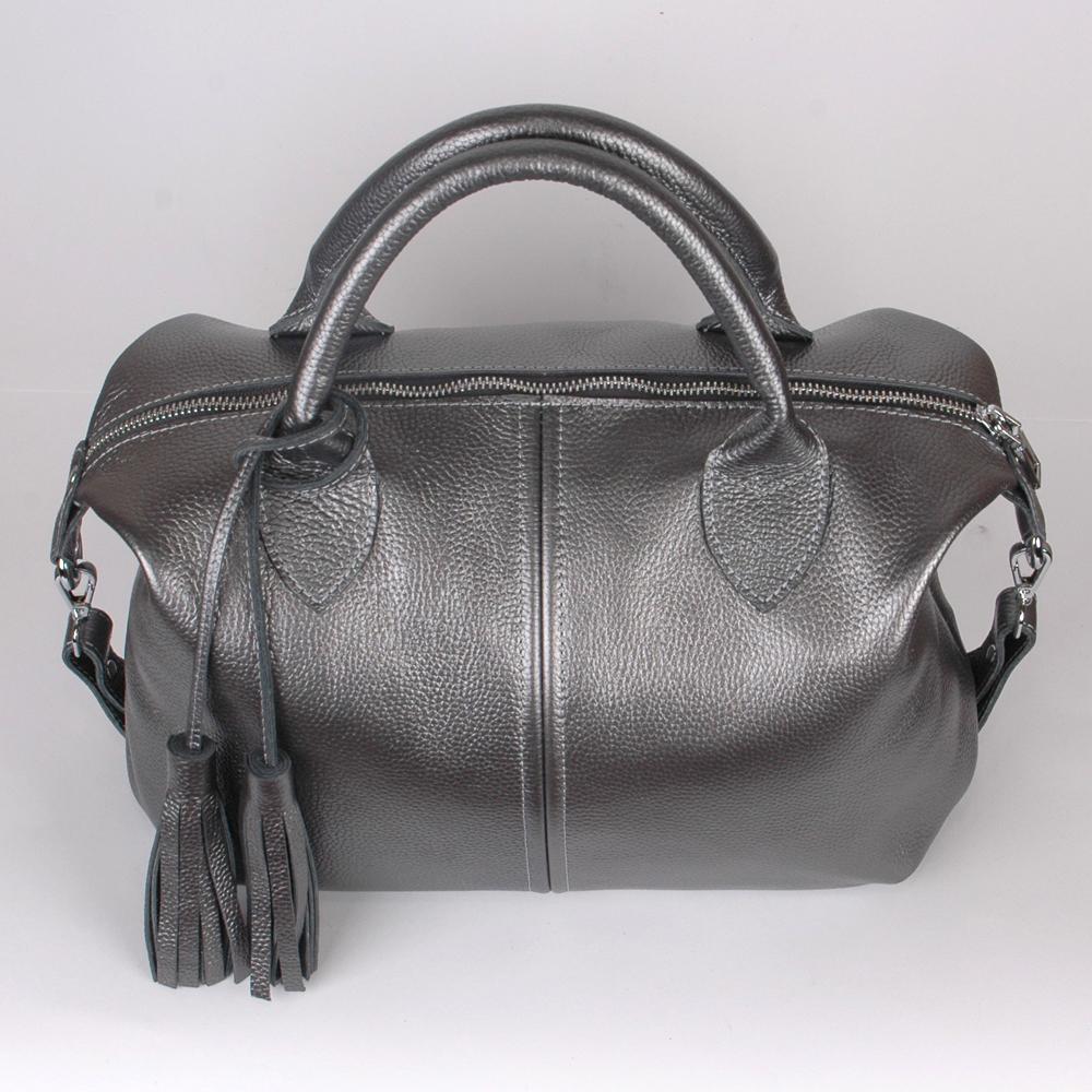 Женская сумочка из натуральной кожи никель (М20). 2