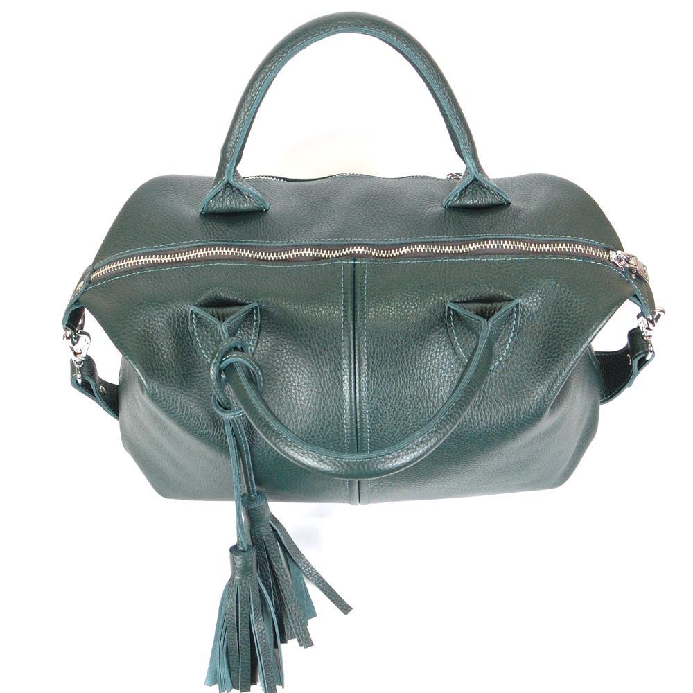 Женская сумочка из натуральной кожи зелёный (М20). 2