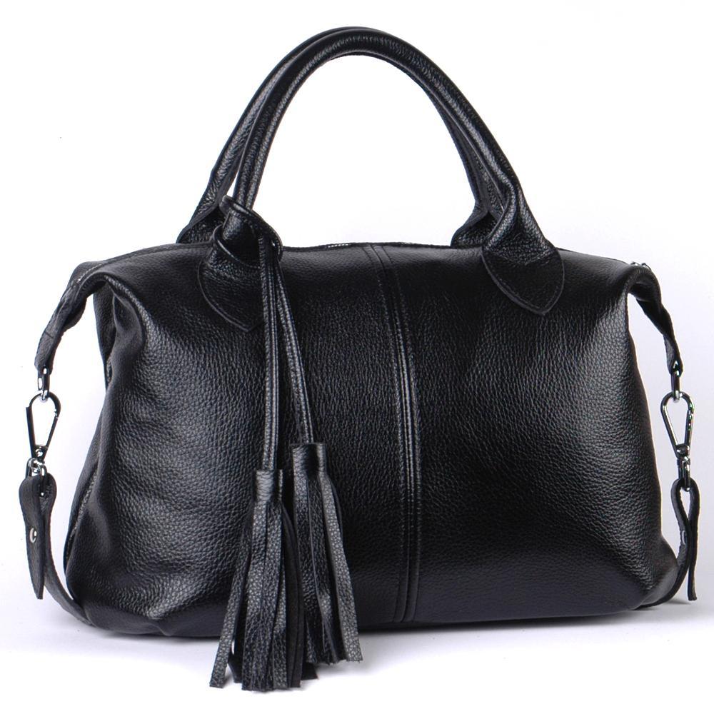Женская сумочка из натуральной кожи чёрный флотар(М20).