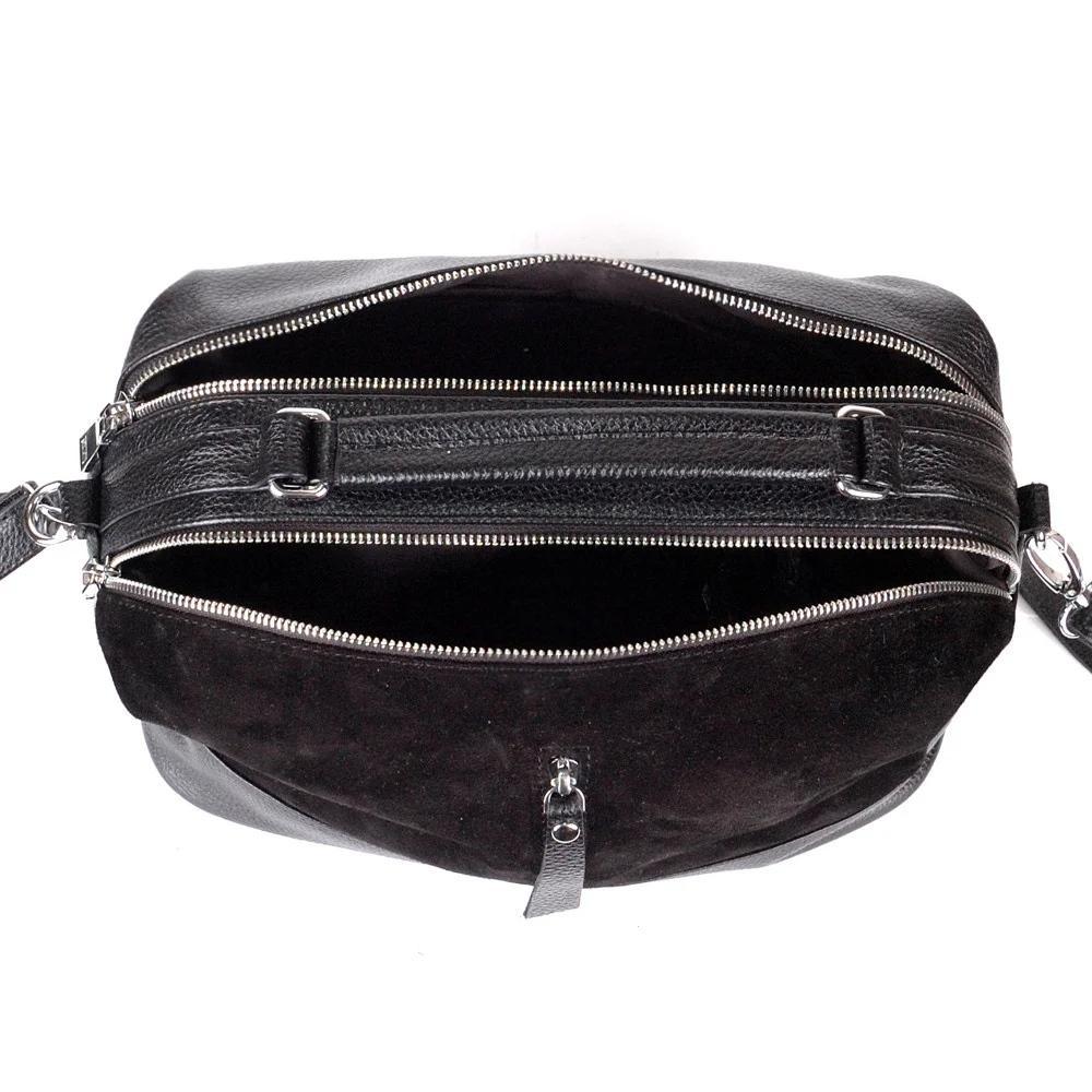 Женская сумочка из натуральной кожи чёрный замш/флотар М44 4