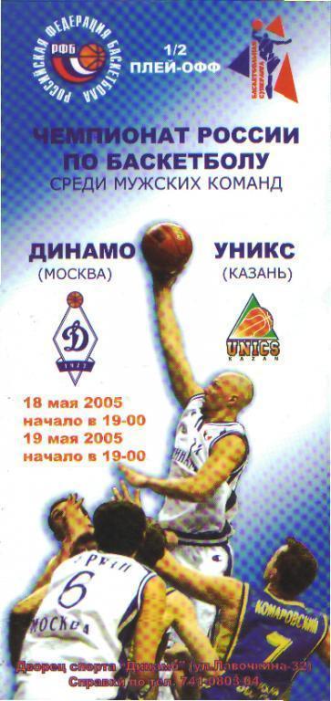 Баскетбол: ДИНАМО(Москва)-Уникс (Казань)-18-19.5.2005(ПОфф)