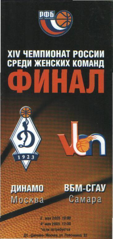 Баскетболж: ДИНАМО(Москва)-ВБМ-СГАУ (САМАРА)- май.2005(ПОфф.ФИНАЛ)