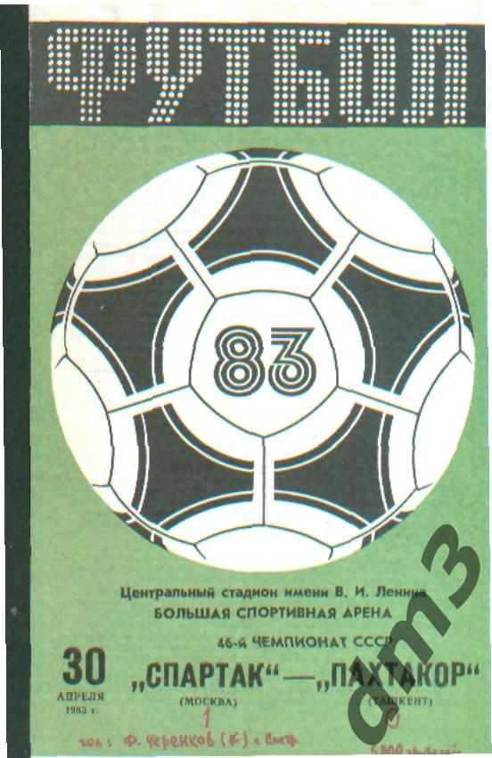 Спартак(Москва)-Пахтакор (Ташкент)-30.4.1983