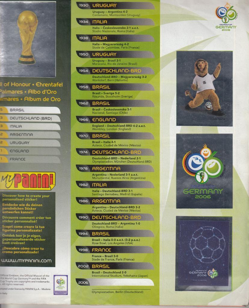 альбом Чемпионат Мира по футболу Германия 2006 С НАКЛЕЙКАМИ ПОЛНЫЙ СЕТ Б/У Панин 3