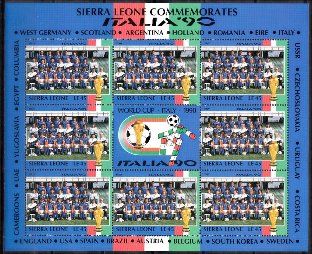 футбол 1990 ЧМ СЬЕРА ЛЕОНЕ 1 лист Сб. Италия