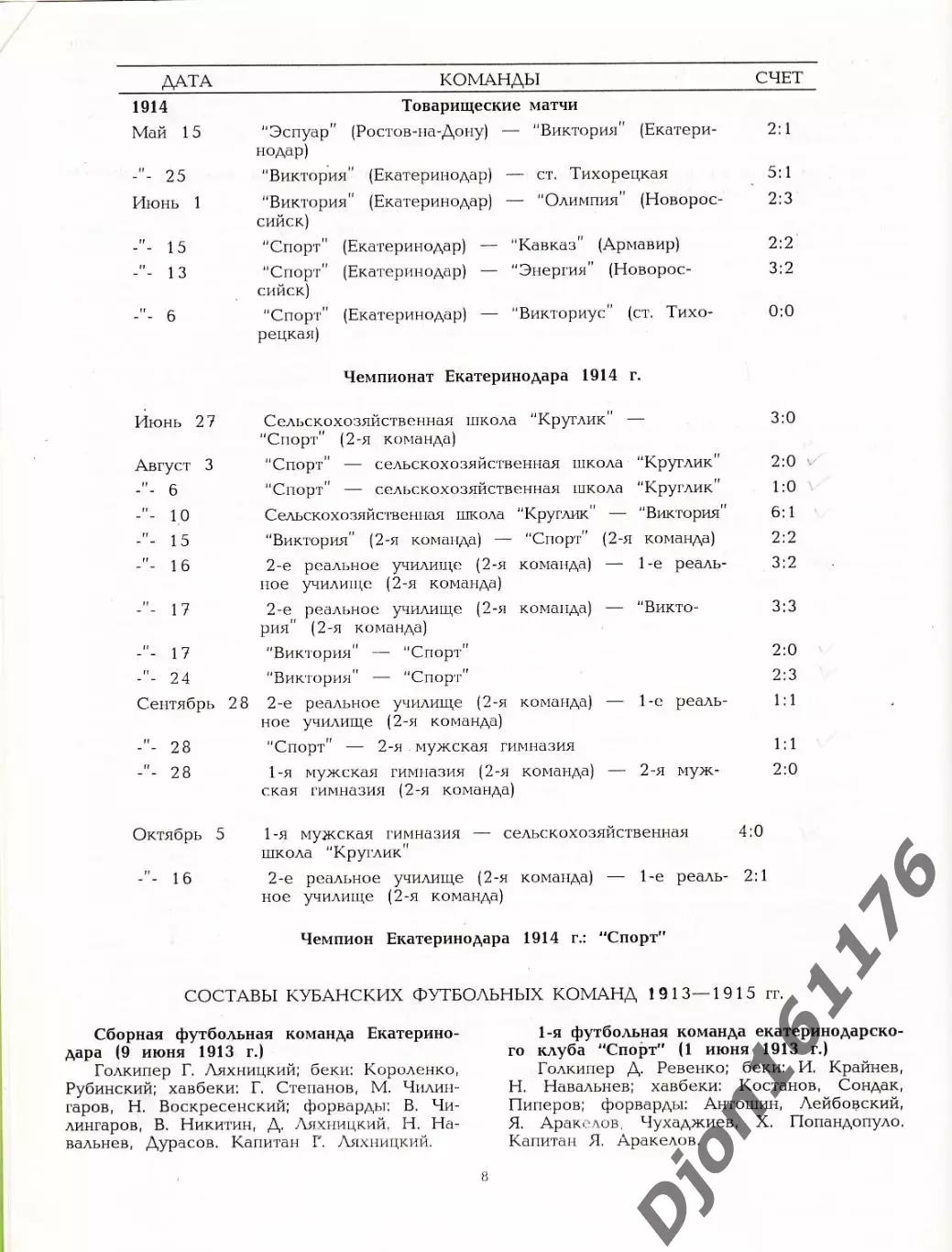 «История кубанского футбола. 85 лет Краснодарскому футболу». 1