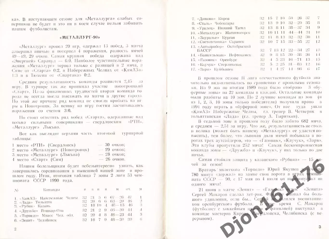 «54-й чемпионат СССР по футболу. 2-я лига 7 зона. Буклет футбольного болельщика» 1