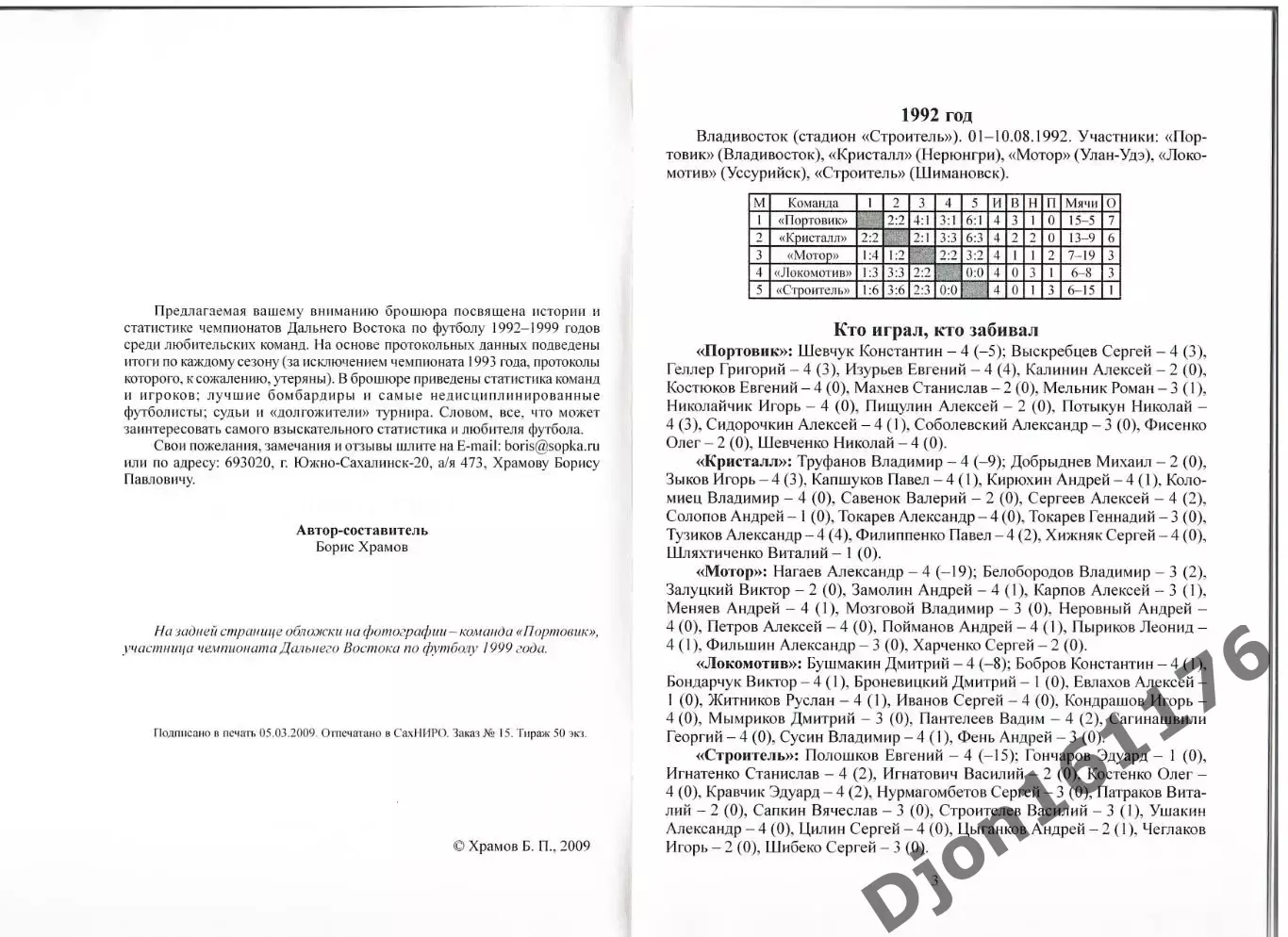 «Чемпионаты Дальнего Востока по футболу 1992-1999 годов» 1