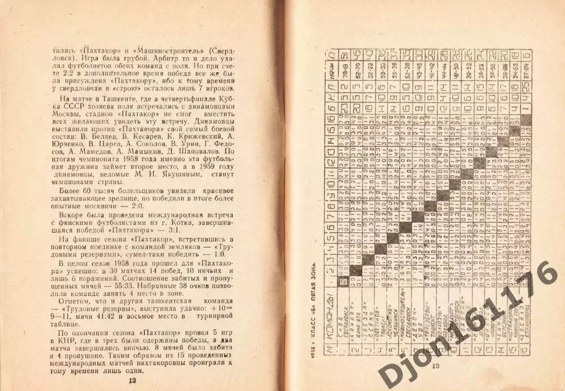«36 сезонов «Пахтакора» в чемпионатах СССР (1956-1991)». 2 вид обложки 1