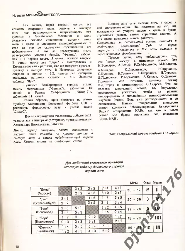 «Новости мини-футбола 92». Ассоциация федерации футбола СНГ. 1