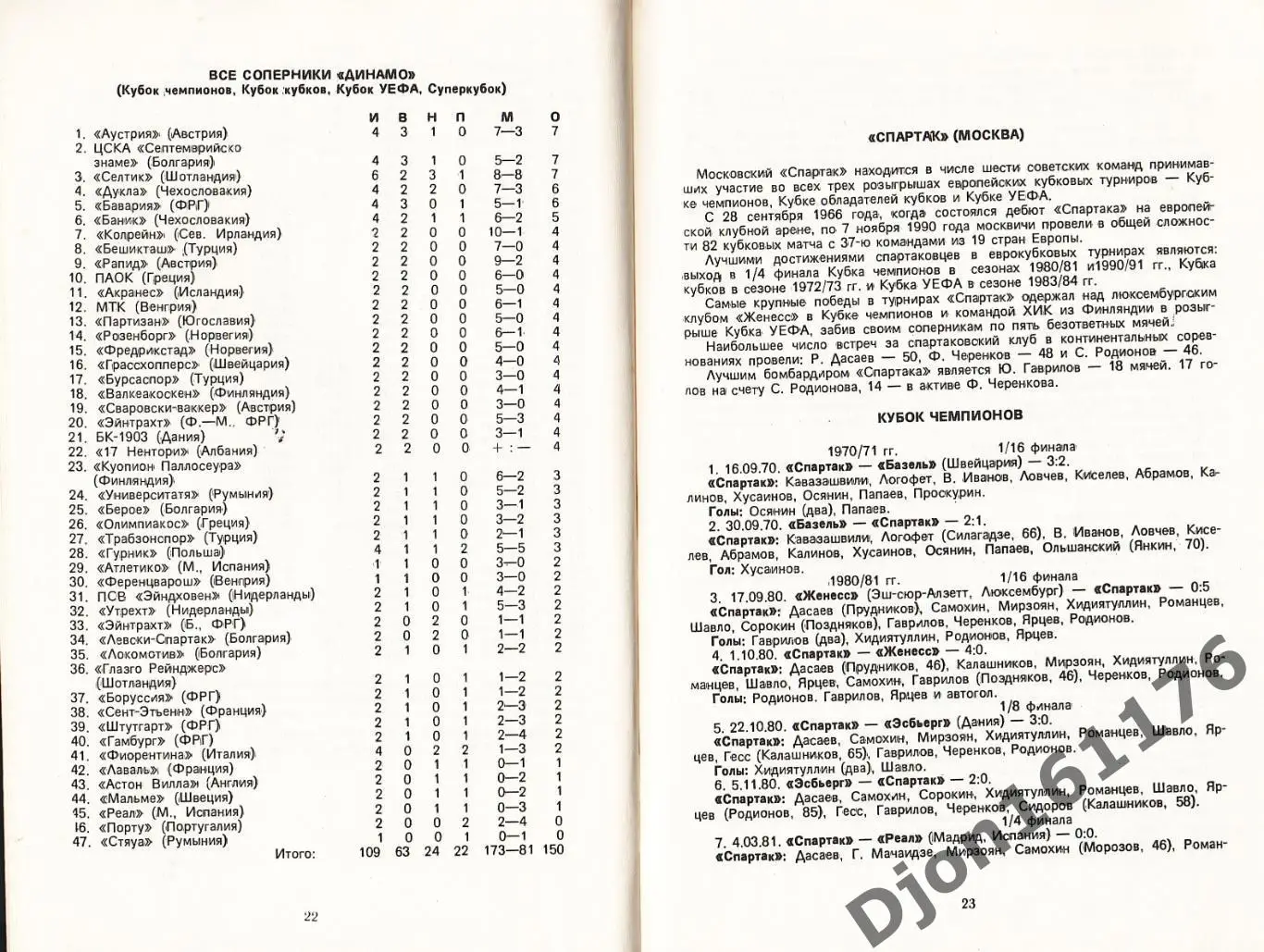 «Советские клубы в розыгрышах европейских кубковых турниров 1965-1990 гг.». 1