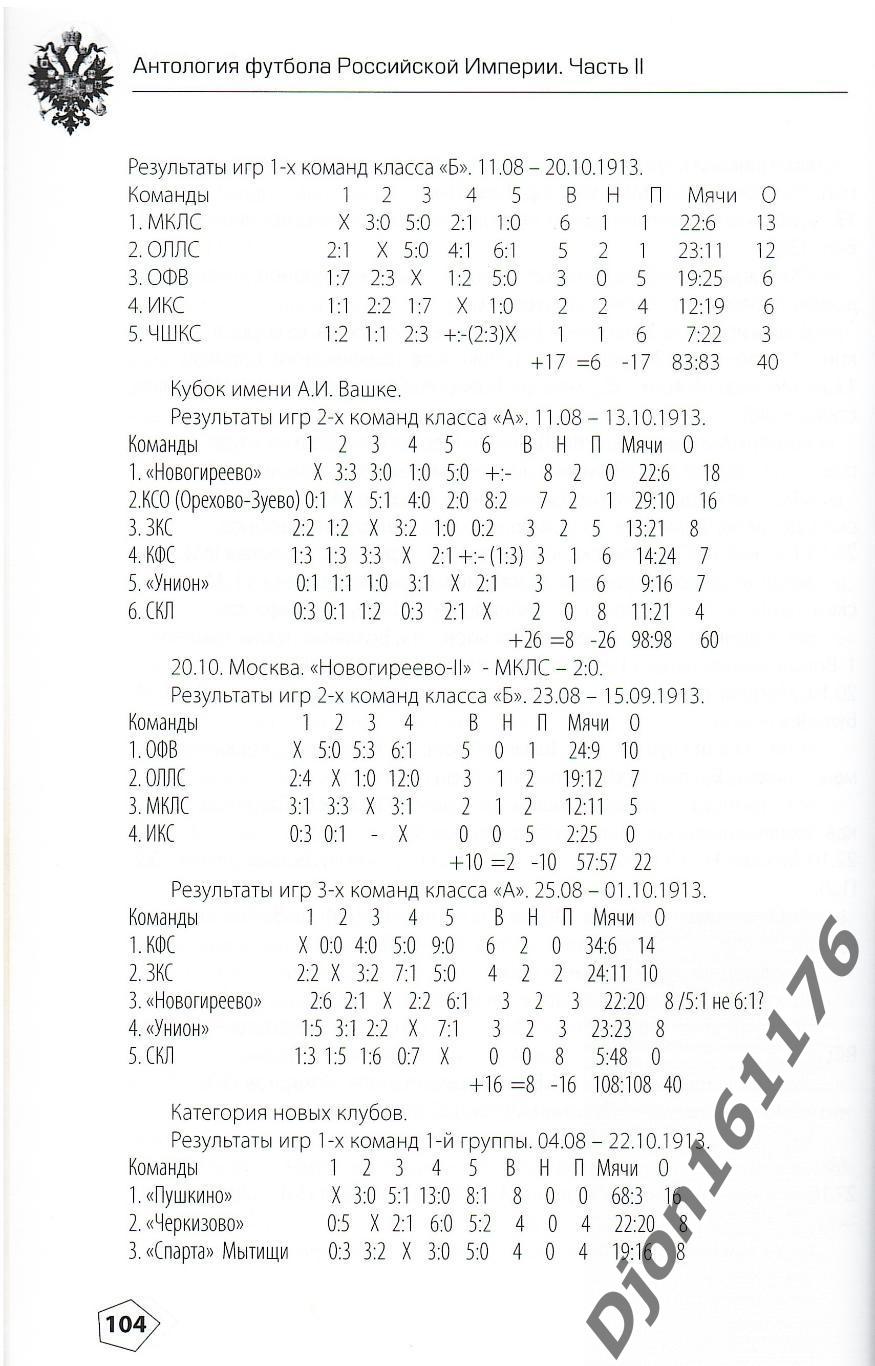 Н.И.Травкин. «Антология футбола Российской Империи. Часть II. 1913-1917». 2