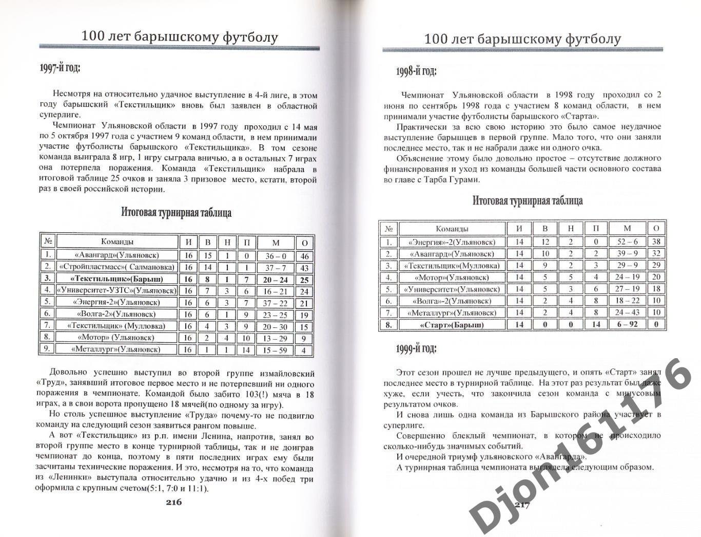 Ю.Н.Долгов, Е.В.Бондаренко. «100 лет Барышскому футболу. 1921-2021». 4