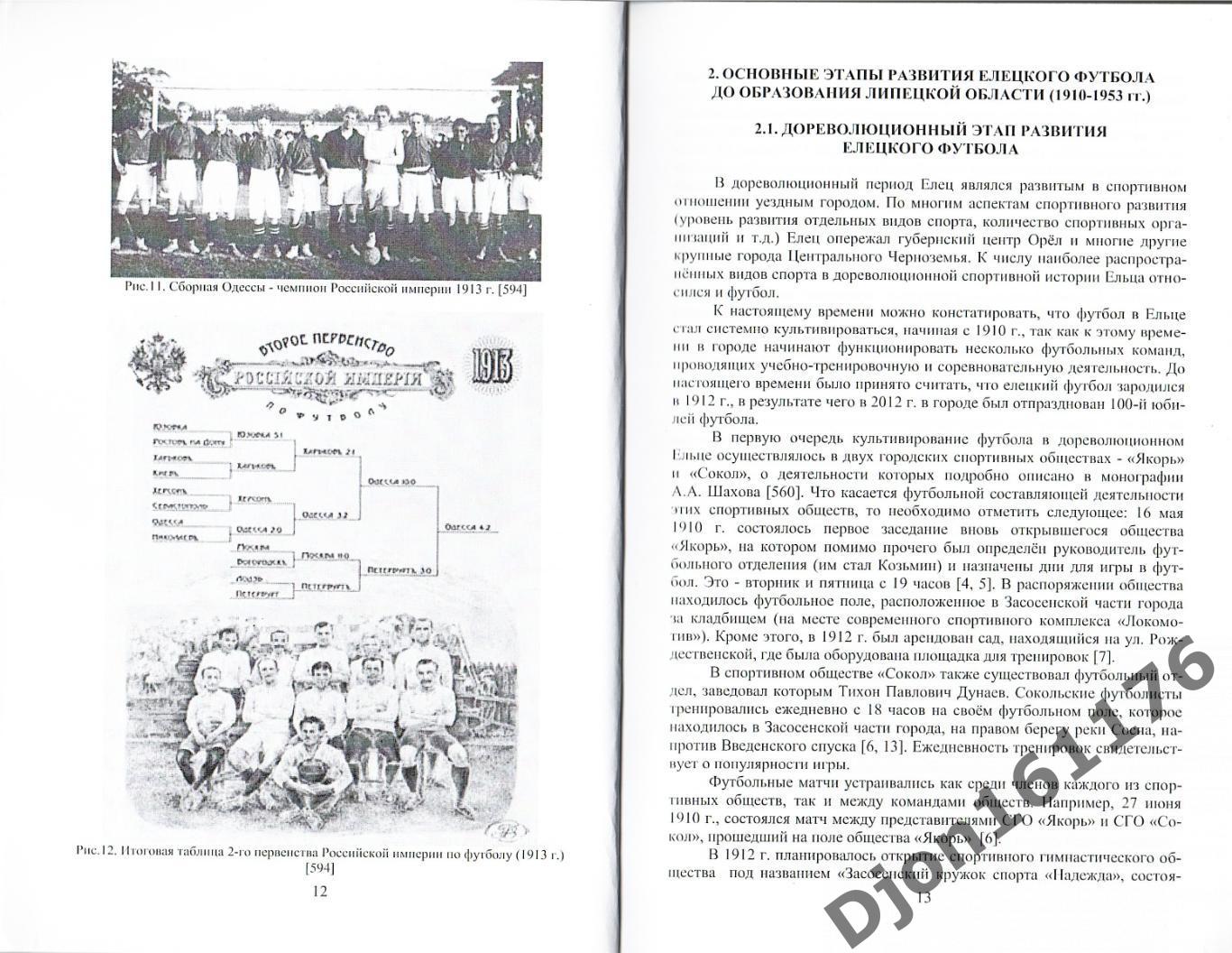 И.Е.Прокофьев, В.И.Лавриненко. «История Елецкого футбола (1910-2013 гг.)». 1