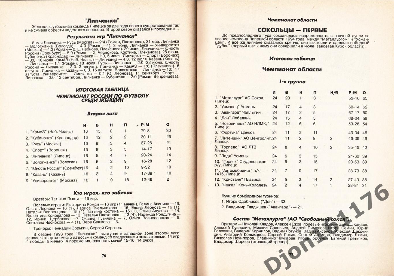 «Футбол-95. Справочник-календарь. «Металлург» (Липецк)». 3