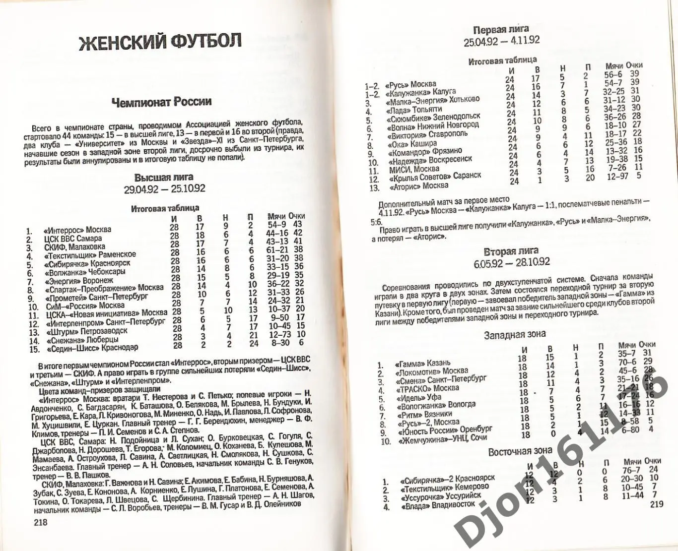 «Ежегодник Российского футбола. Выпуск 1. Чемпионаты, турниры, кубки. 1992 год 5