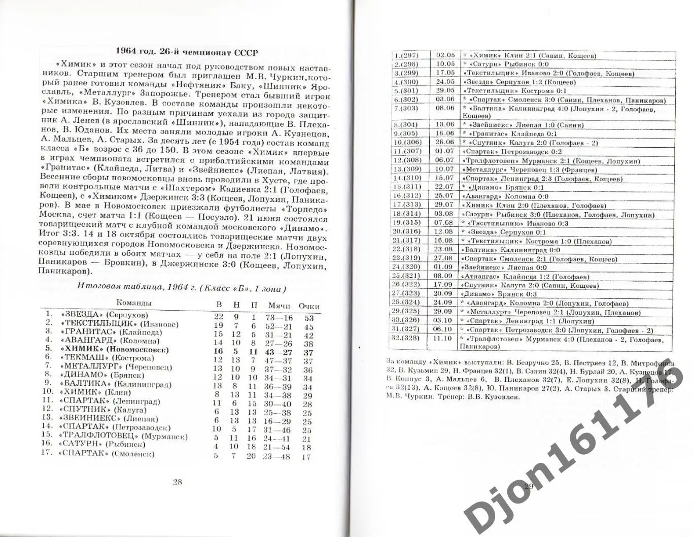 С.И.Аксенов, И.А.Ляпин, В.С.Назаренко. «Летопись новомосковского футбола». 2