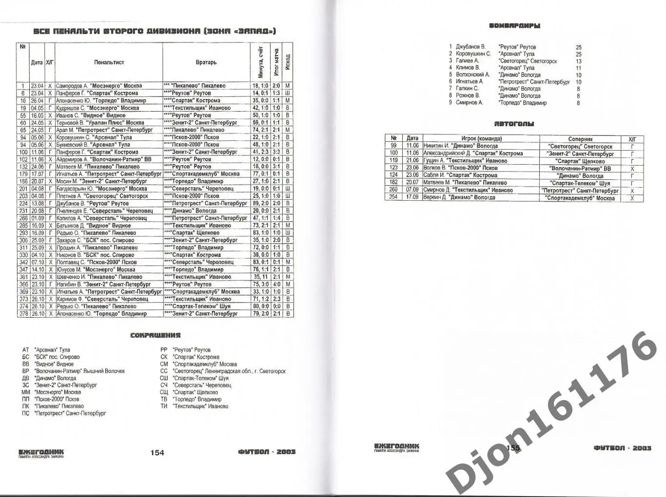 Футбол-2003. Статистические данные российского футбола. Ежегодник 5