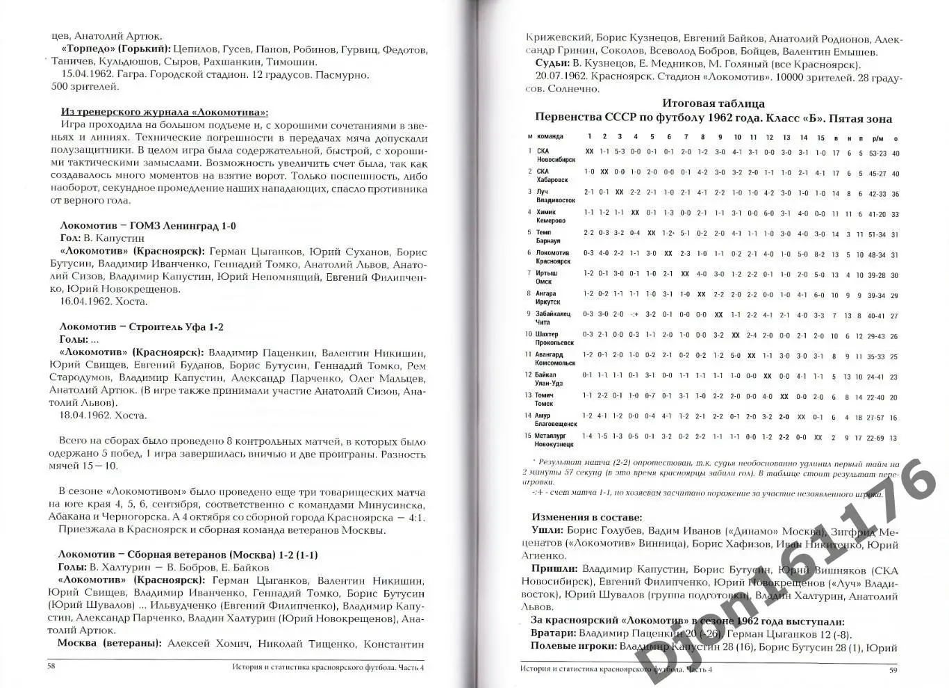Э.Драган, Д.Цецаркин. «История и статистика Красноярского футбола. Часть 4 1