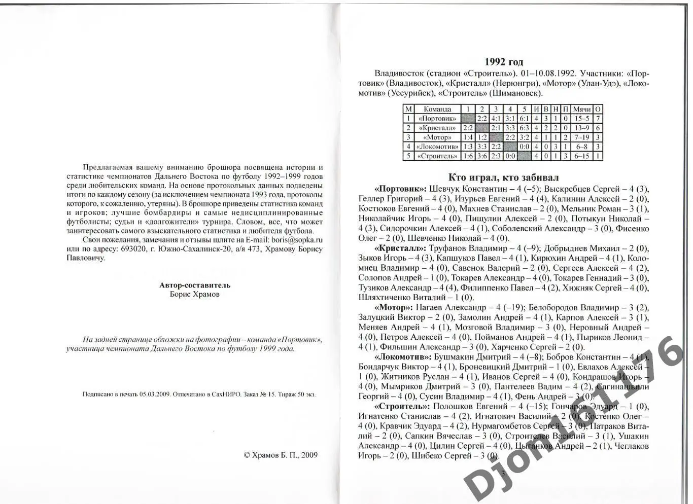 «Чемпионаты Дальнего Востока по футболу 1992-1999 годов». 1