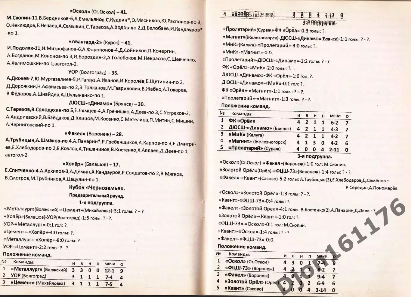 «Первенство МОА «Черноземье». Сезоны: 2006-2010». 2