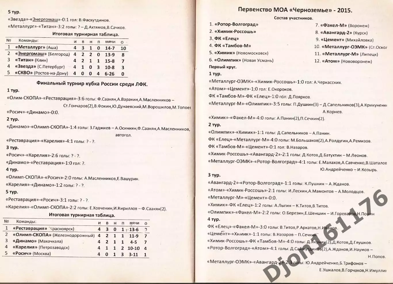 «Первенство МОА «Черноземье». Сезоны: 2011-2016» 2