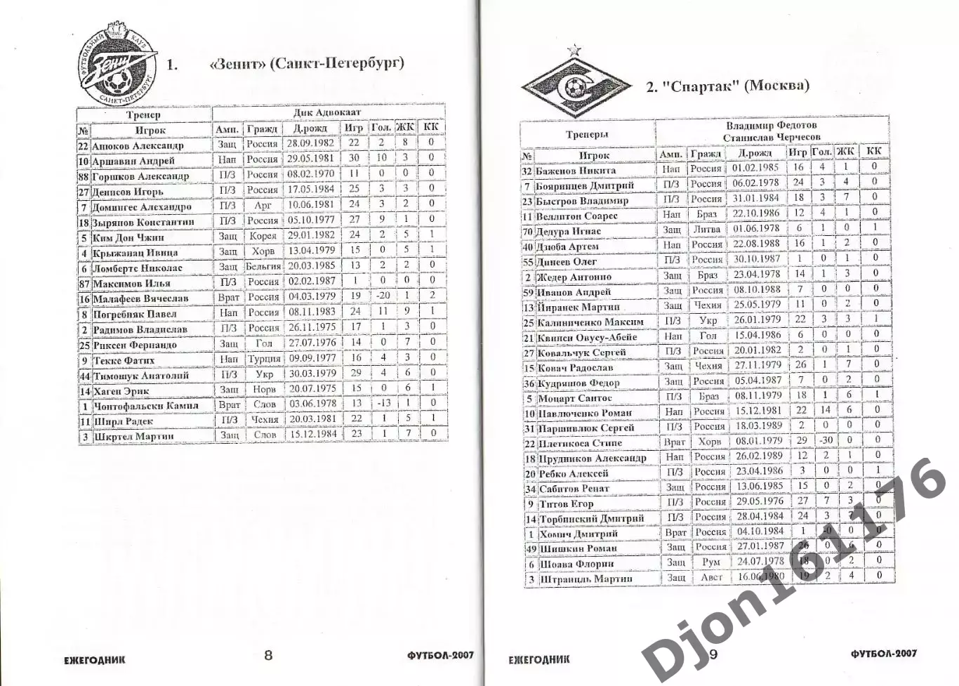 Футбол-2007. Статистические данные российского футбола. Ежегодник 3