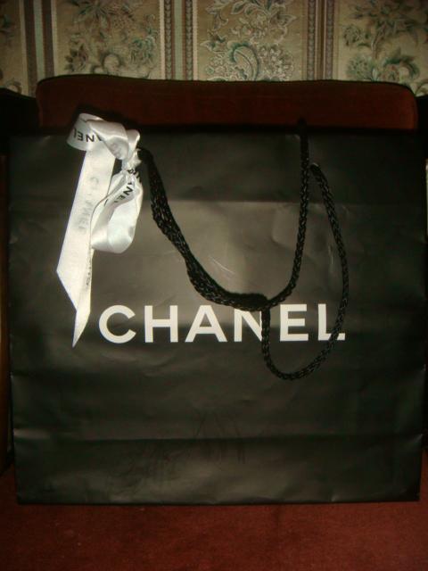 Пакет для подарка большой черный Шанель Chanel оригинал с лентой. 2