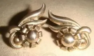 Серьги клипсы серебро цветы винтаж