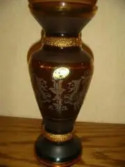 Ваза топаз Bogemia винтаж 80 х годов с позолотой