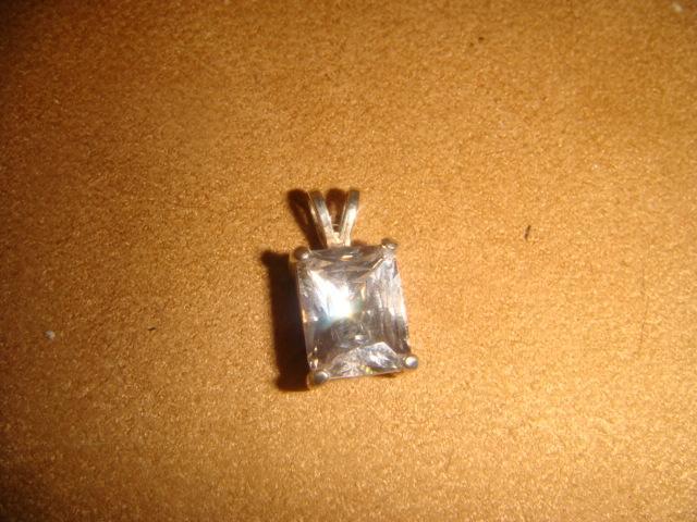 Кулон серебро винтаж с фианитом кубик 1
