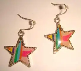 Серьги серебро звездочки эмаль винтаж