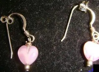 Серьги серебро сердечки с кварцем Италия винтаж