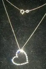 Кулон серебро сердце с фианитами на цепочке