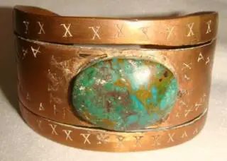 Браслет медный восточный с бирюзой 19 век