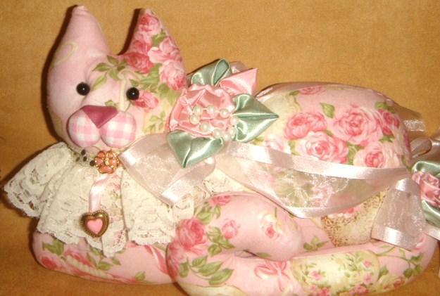 Игольница игрушка кошка розовая винтаж Англия