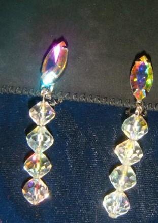 Серьги LEWIS SEGAL CALIF * Crystal Dangle - кристалы Aurora Borealis
