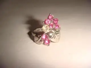 Кольцо серебро веточка с рубинами и фианитом винтаж