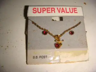 Колье серебро с сережками с рубинами винтаж Франция 70х годов